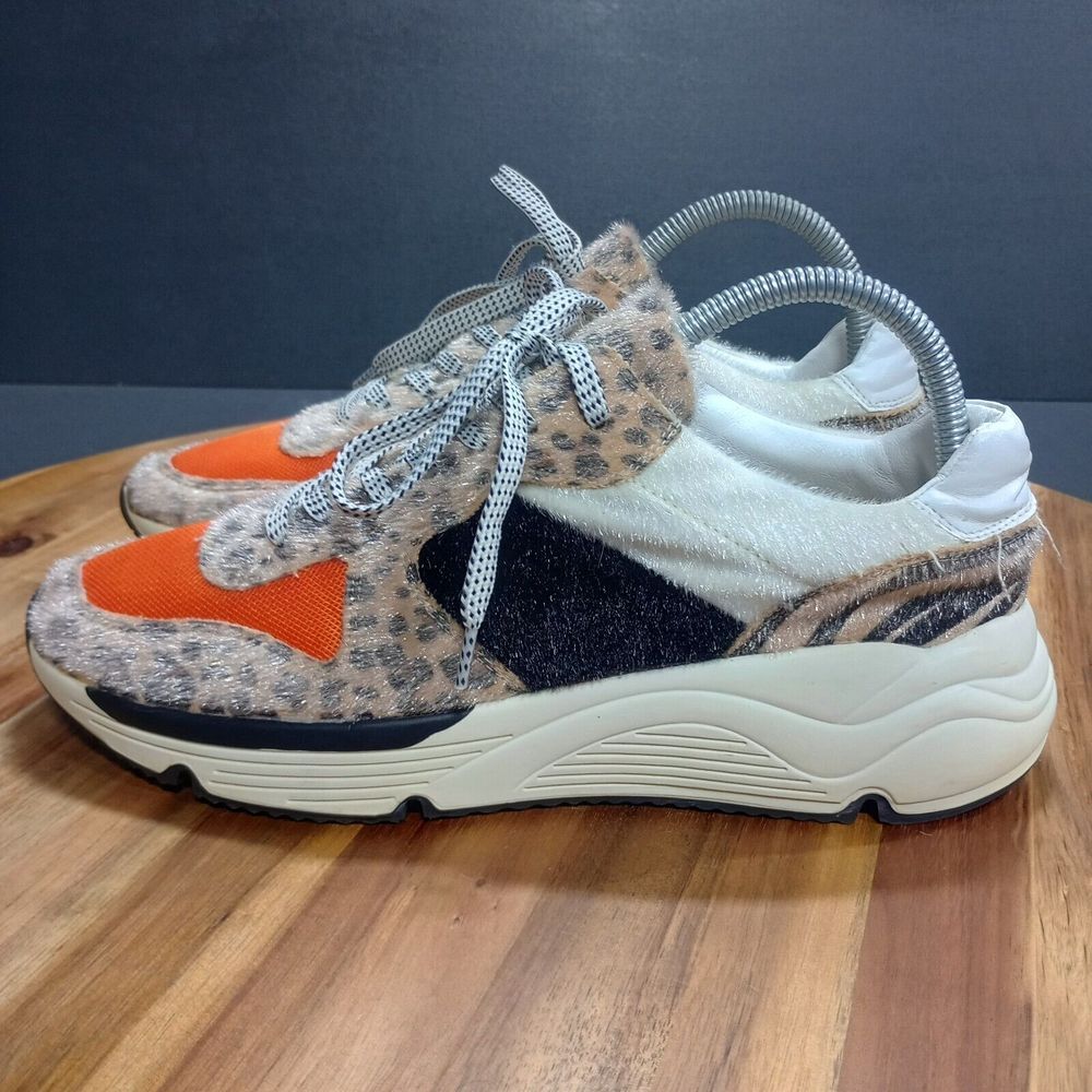 White Raven‎ Shoes Womens Sz .5 Sculpt House Platform Sneakers in Orange Leopard